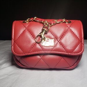 Badgley Mischka Burgandy vegan leather mini purse with a adjustable strap